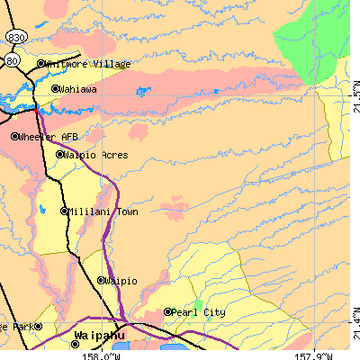 Zip code 96789 close-up map