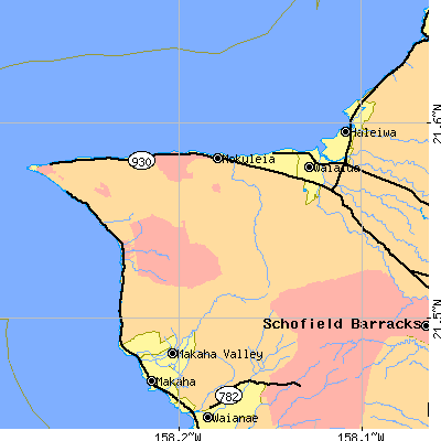 Zip code 96791 close-up map