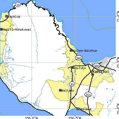 Zip code 96793 close-up map