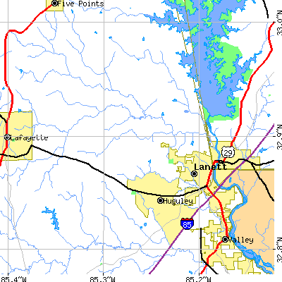 Zip code 36863 close-up map