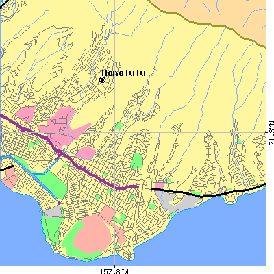 Zip code 96816 close-up map
