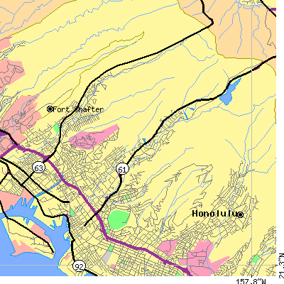 Zip code 96817 close-up map
