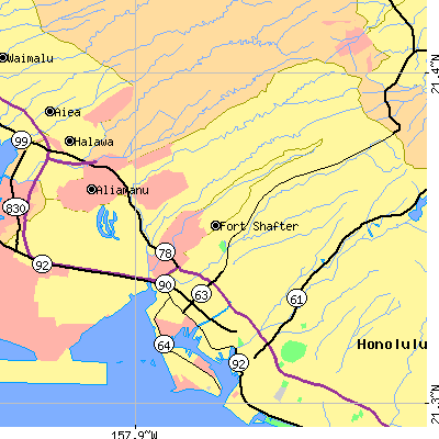 Zip code 96819 close-up map