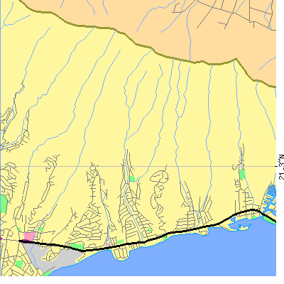 Zip code 96821 close-up map