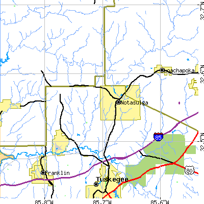 Zip code 36866 close-up map