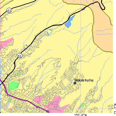 Zip code 96822 close-up map