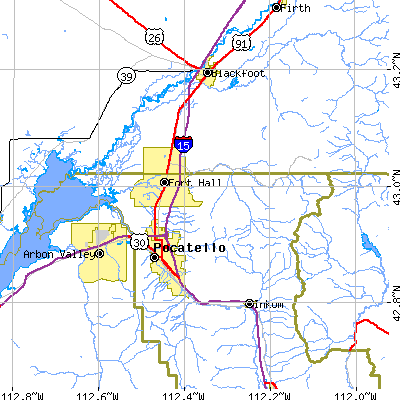 Zip code 83202 close-up map
