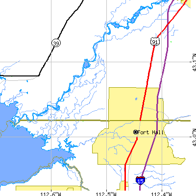 Zip code 83203 close-up map