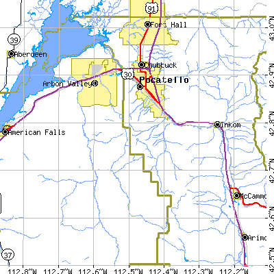 Zip code 83204 close-up map