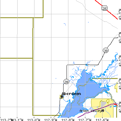Zip code 83210 close-up map
