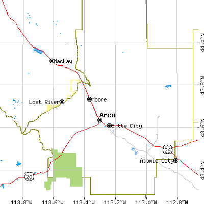 Zip code 83213 close-up map