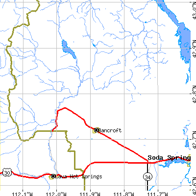 Zip code 83217 close-up map