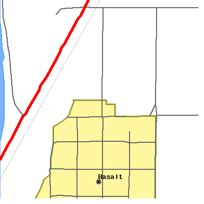 Zip code 83218 close-up map
