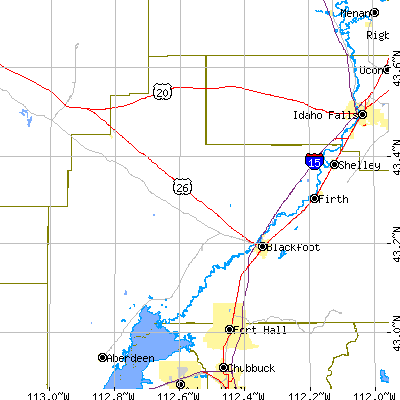 Zip code 83221 close-up map