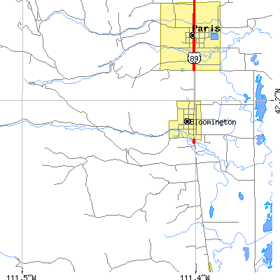 Zip code 83223 close-up map