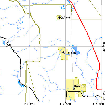 Zip code 83228 close-up map