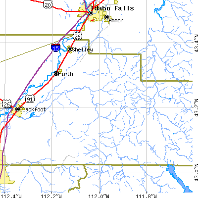 Zip code 83236 close-up map