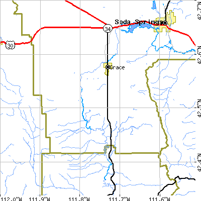 Zip code 83241 close-up map