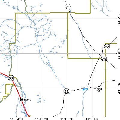 Zip code 83244 close-up map