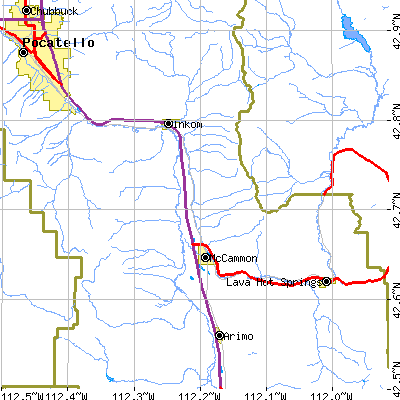 Zip code 83250 close-up map