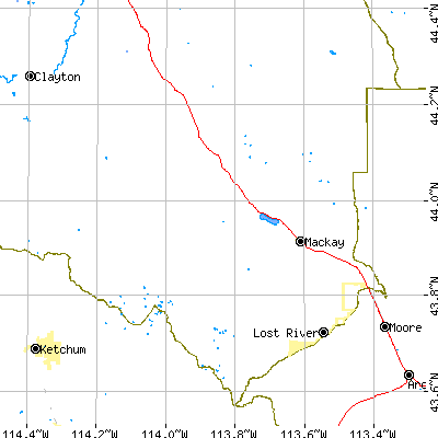 Zip code 83251 close-up map