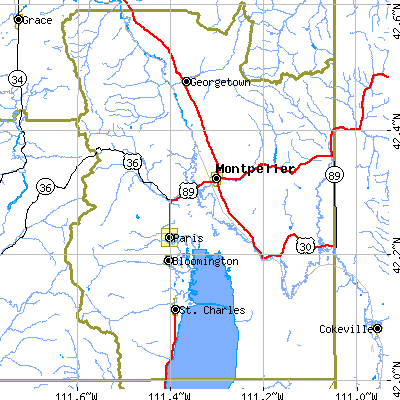 Zip code 83254 close-up map