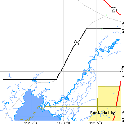 Zip code 83262 close-up map