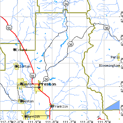 Zip code 83263 close-up map