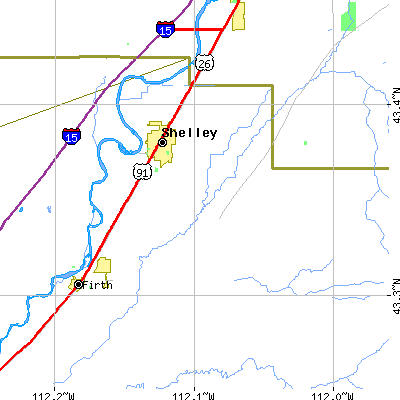 Zip code 83274 close-up map