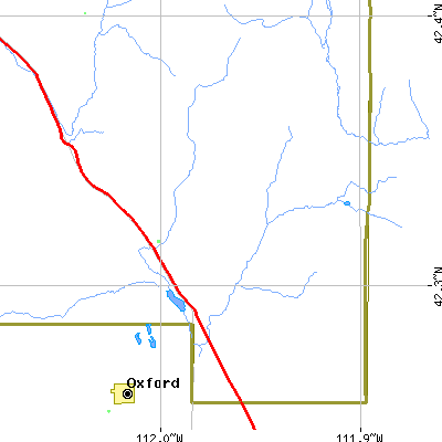 Zip code 83281 close-up map