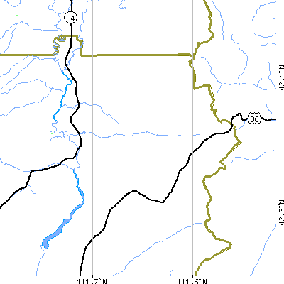 Zip code 83283 close-up map