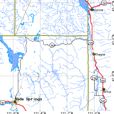 Zip code 83285 close-up map