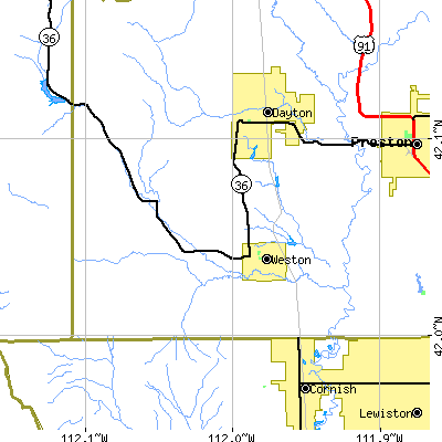 Zip code 83286 close-up map