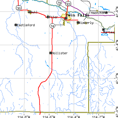 Zip code 83301 close-up map