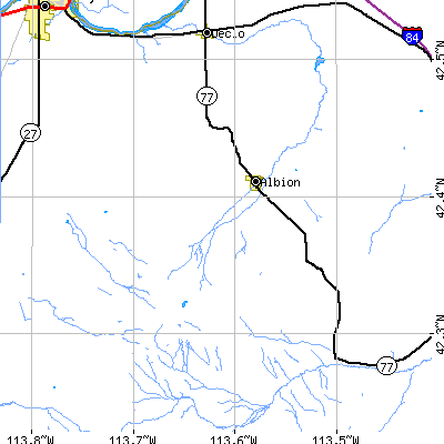 Zip code 83311 close-up map