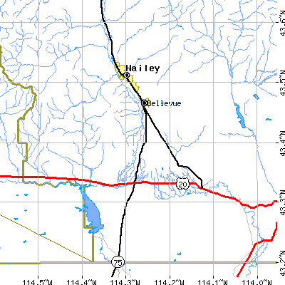 Zip code 83313 close-up map