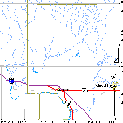 Zip code 83314 close-up map