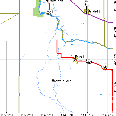 Zip code 83316 close-up map