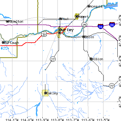 Zip code 83318 close-up map