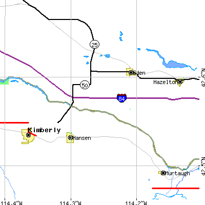 Zip code 83325 close-up map