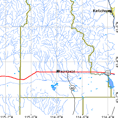 Zip code 83327 close-up map