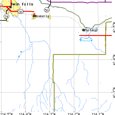 Zip code 83334 close-up map