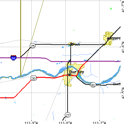 Zip code 83336 close-up map