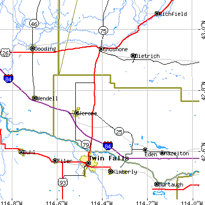 Zip code 83338 close-up map