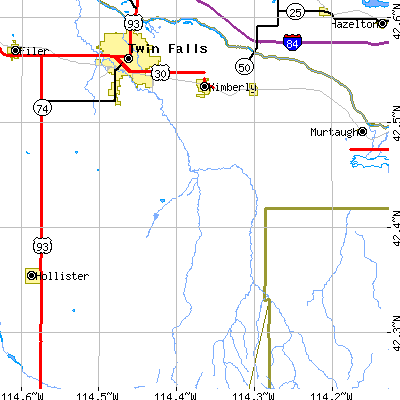 Zip code 83341 close-up map