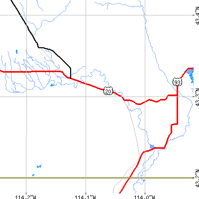 Zip code 83348 close-up map