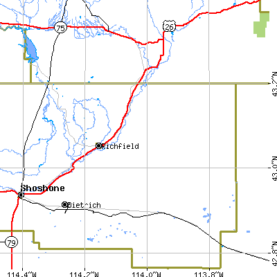 Zip code 83349 close-up map