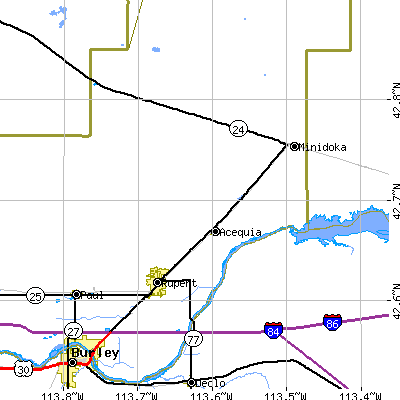 Zip code 83350 close-up map