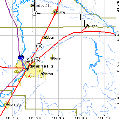 Zip code 83401 close-up map