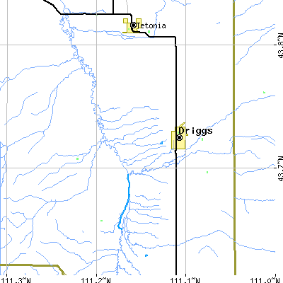 Zip code 83422 close-up map